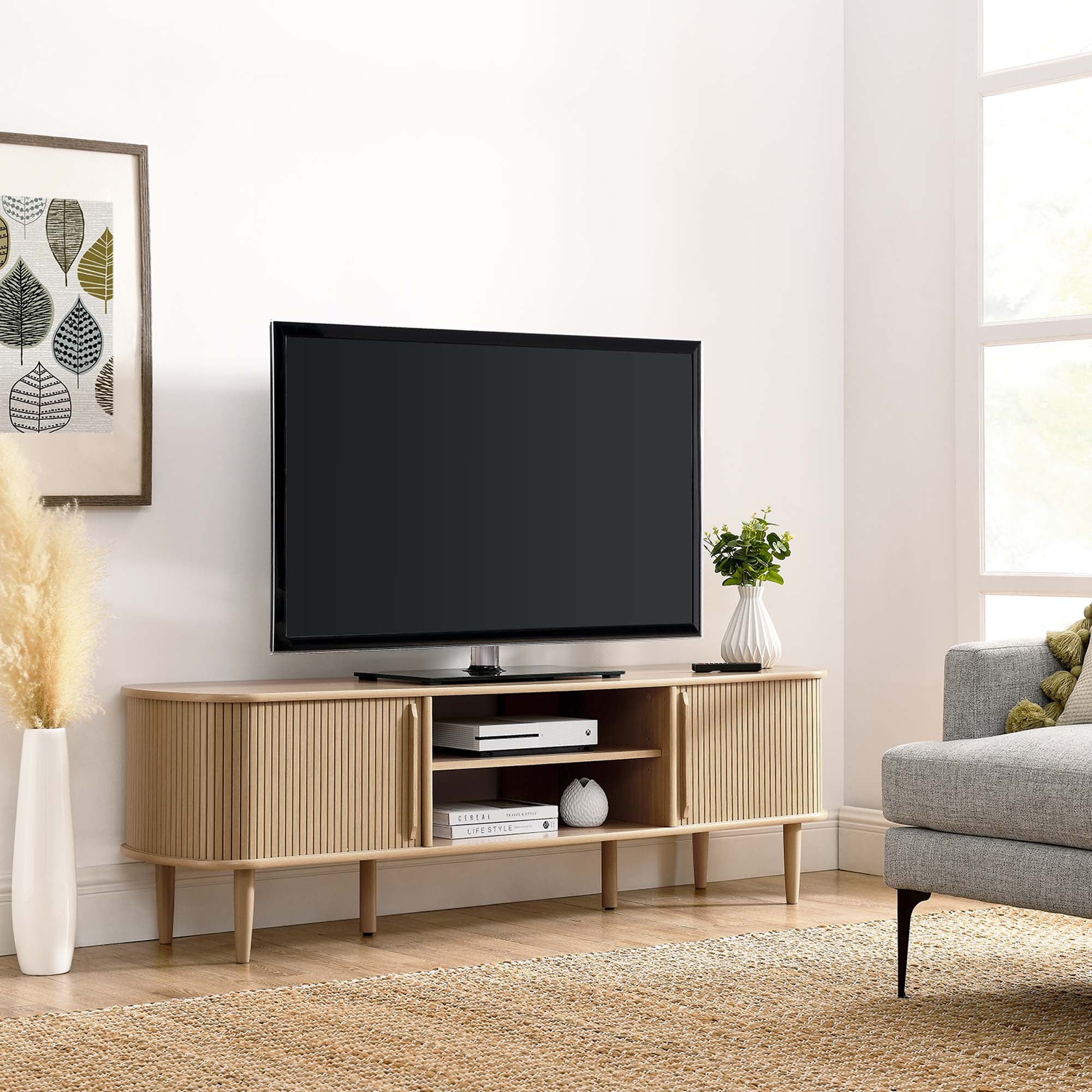 Contour 63" Wood TV Stand - Oak