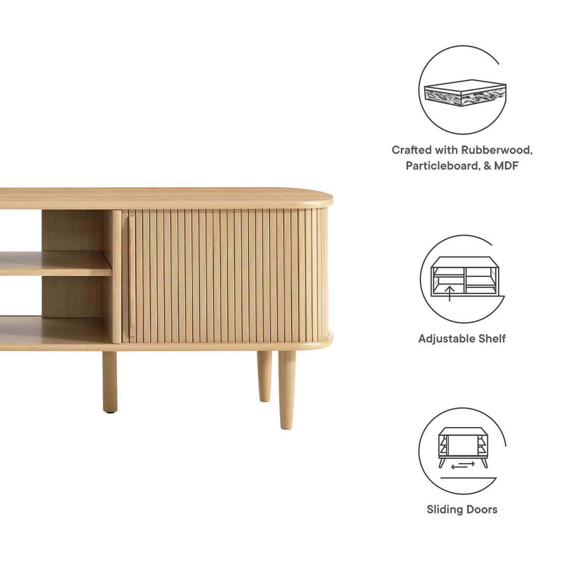 Contour 63" Wood TV Stand - Oak