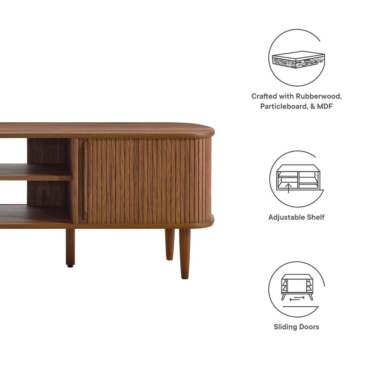 Contour 63" Wood TV Stand - Walnut