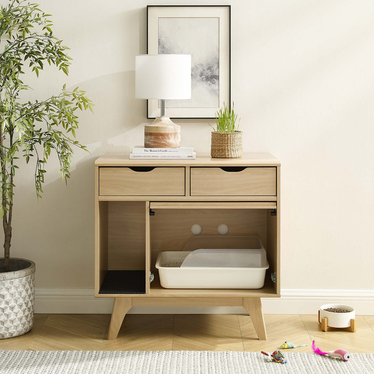 Render Cat Cabinet - Oak