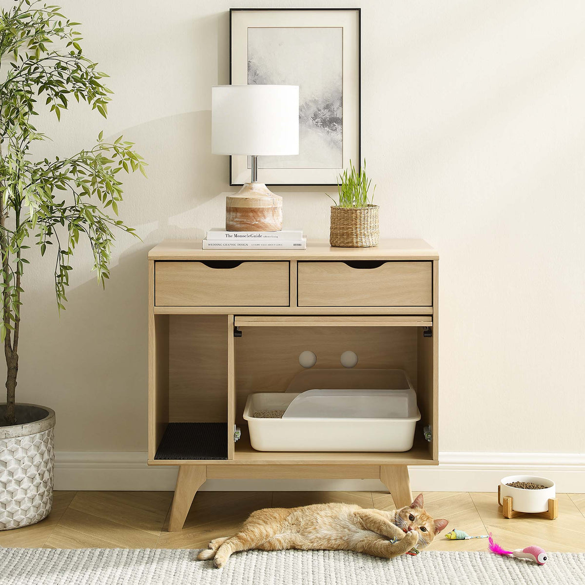 Render Cat Cabinet - Oak