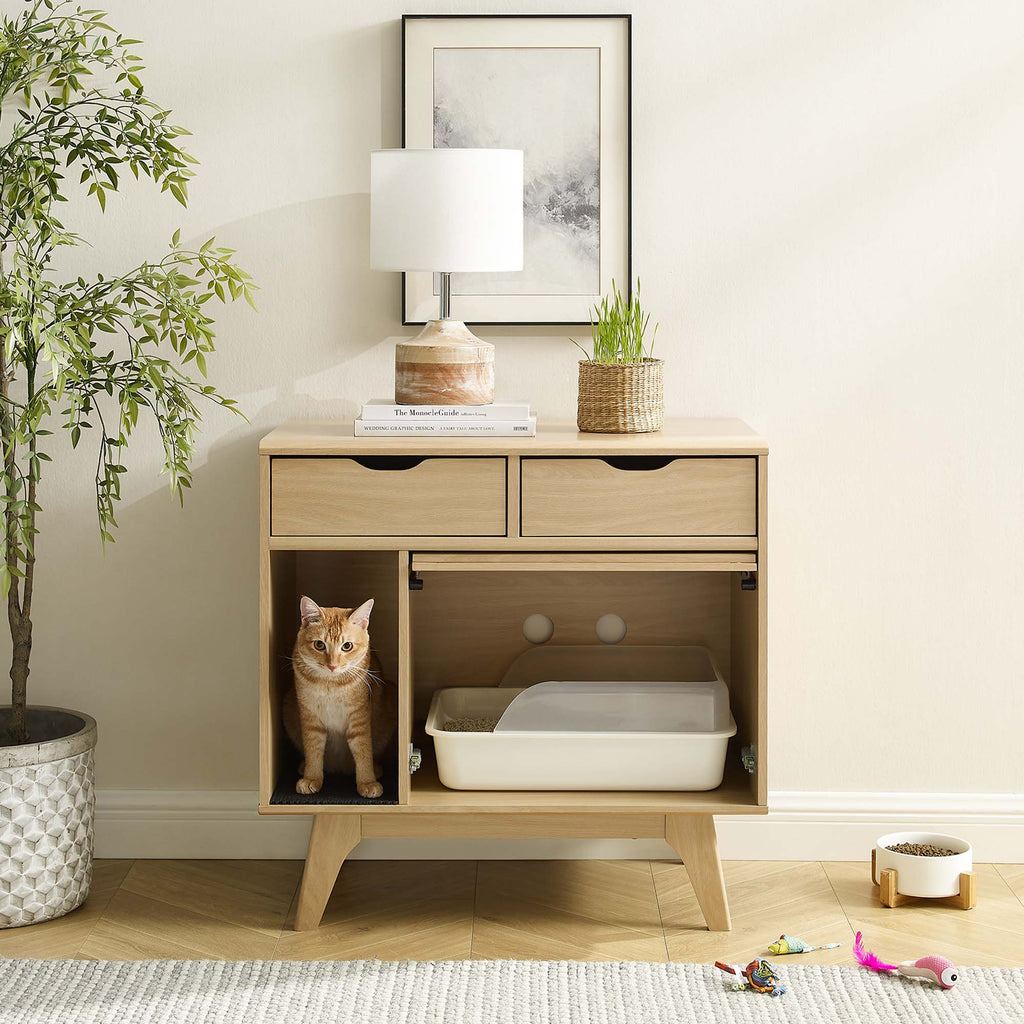 Render Cat Cabinet - Oak