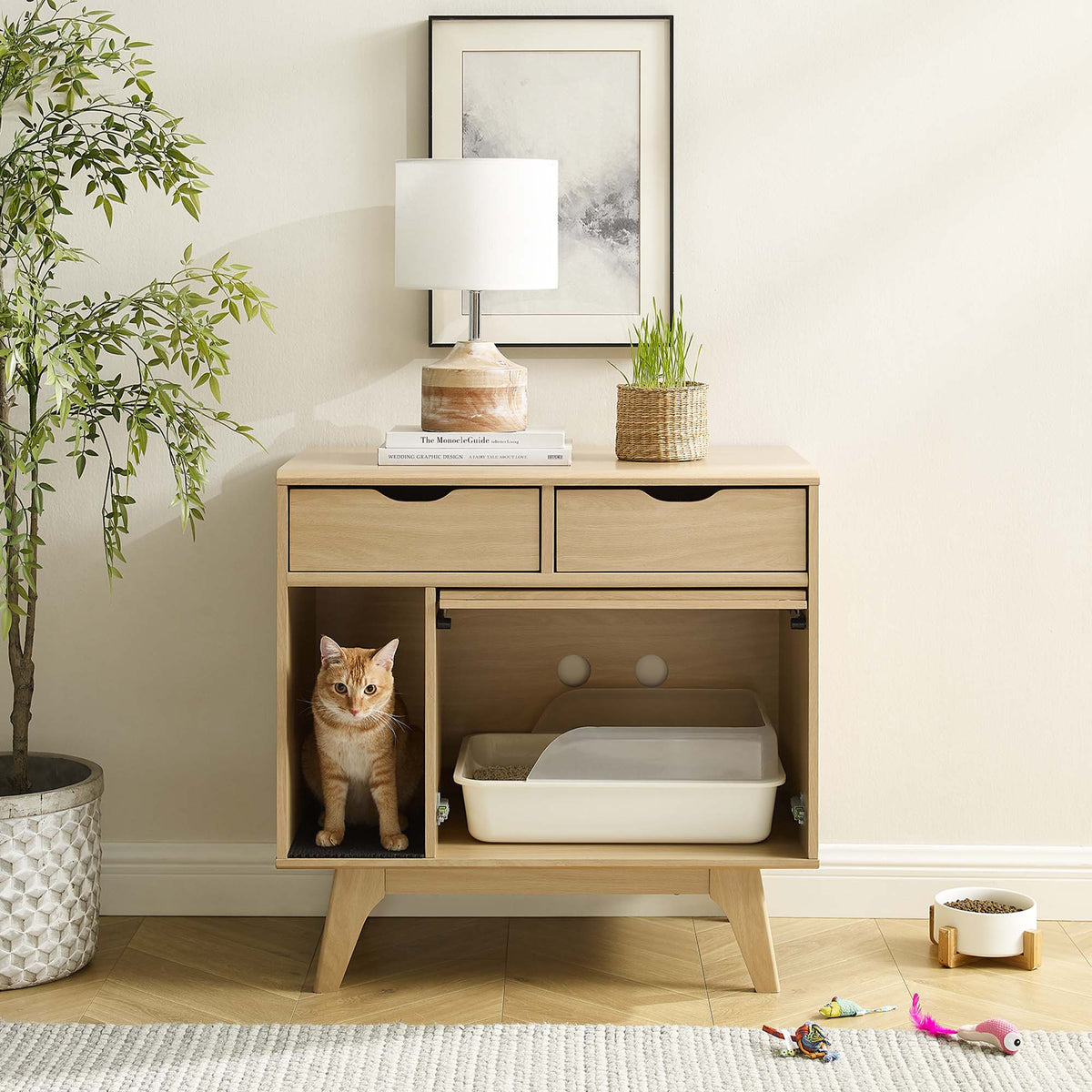 Render Cat Cabinet - Oak