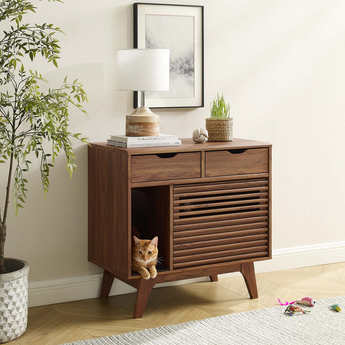 Render Cat Cabinet - Walnut