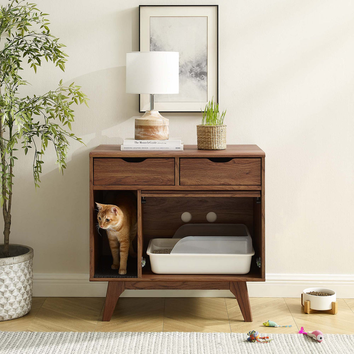 Render Cat Cabinet - Walnut
