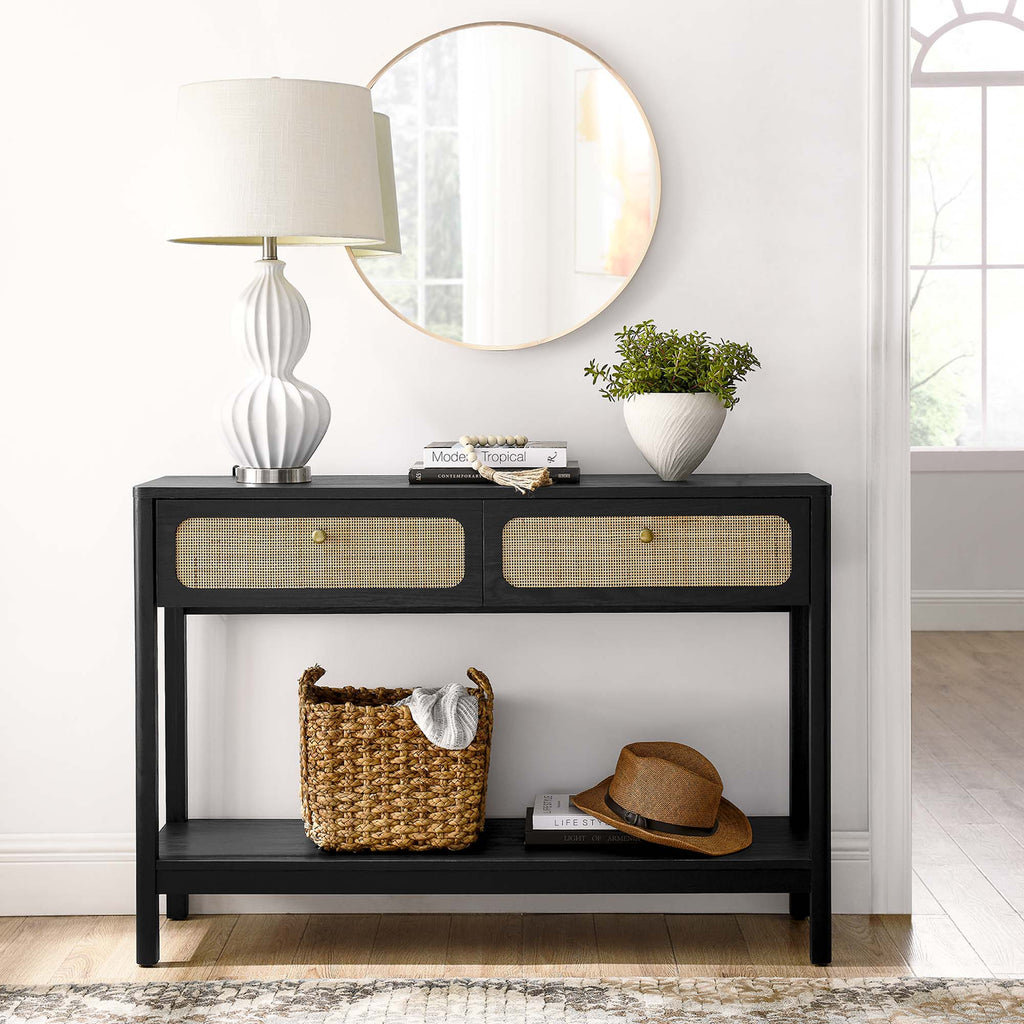 Chaucer Wood Entryway Console Table - Black