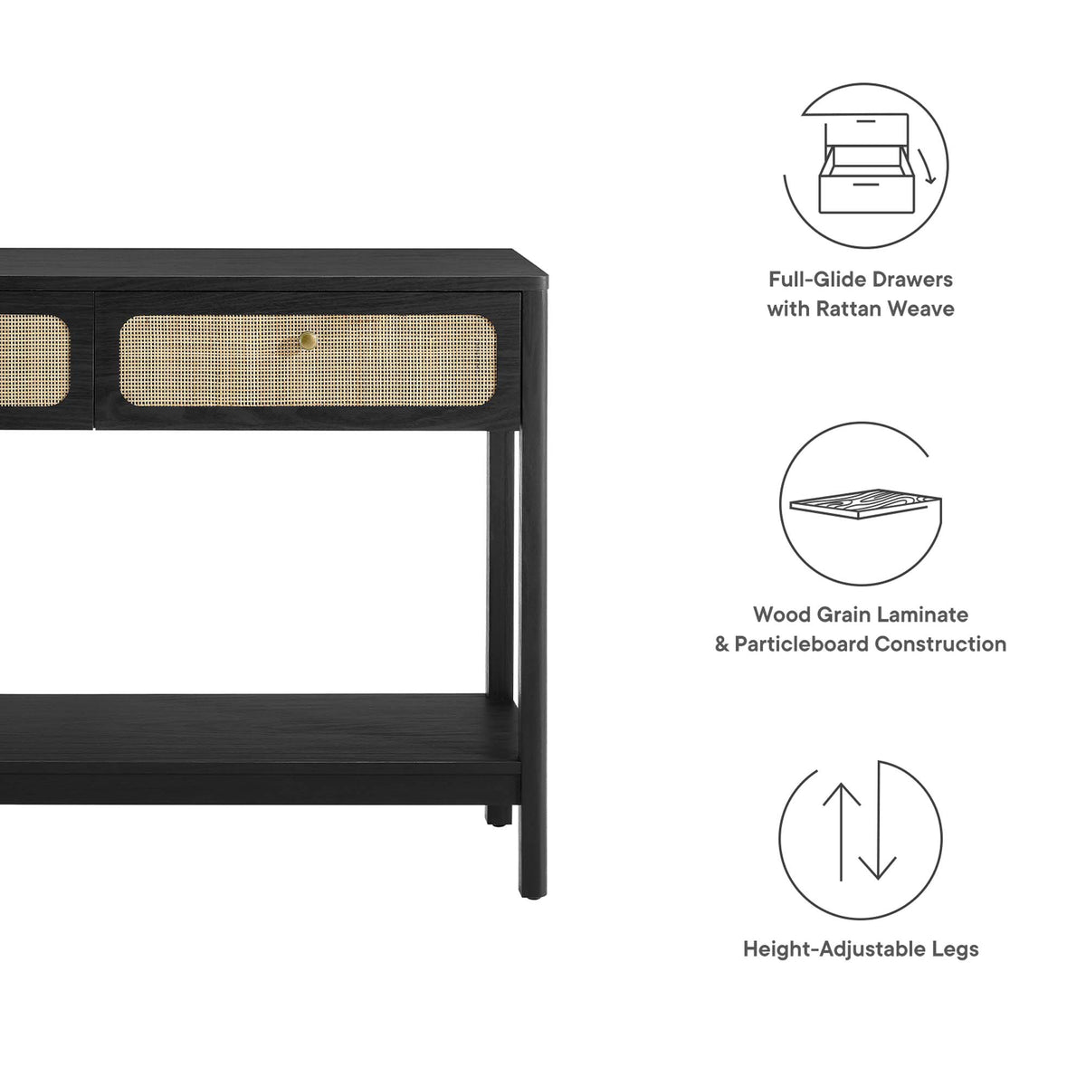 Chaucer Wood Entryway Console Table - Black