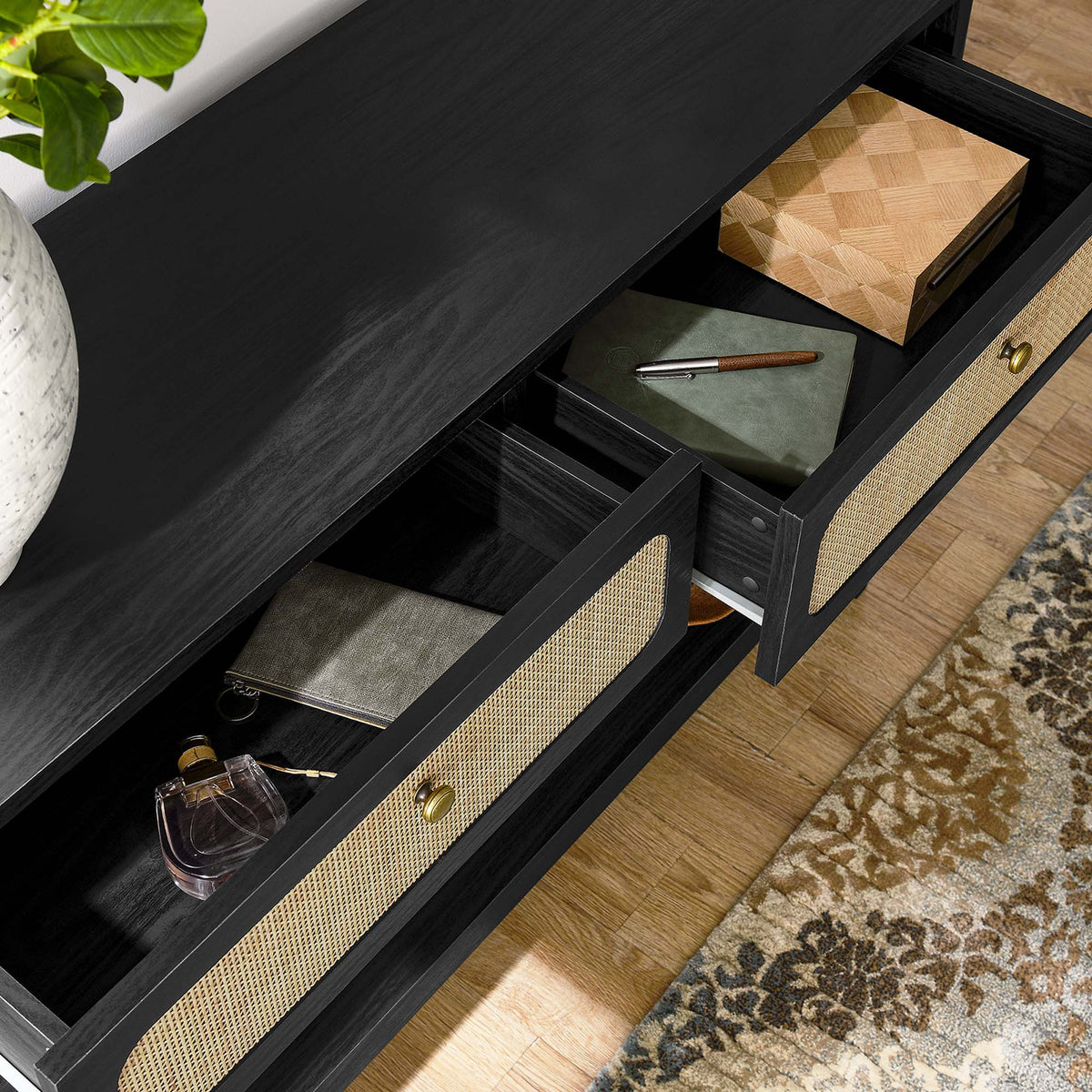 Chaucer Wood Entryway Console Table - Black