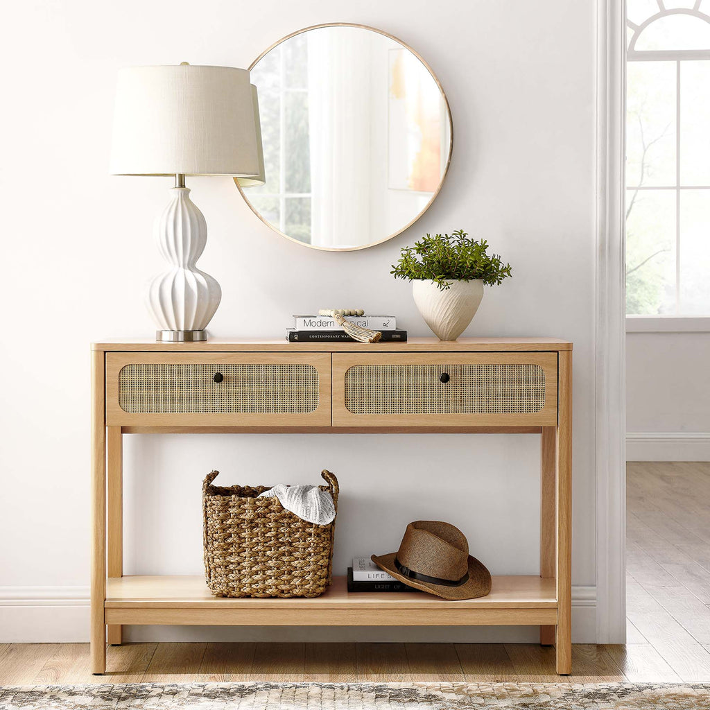 Chaucer Wood Entryway Console Table - Oak