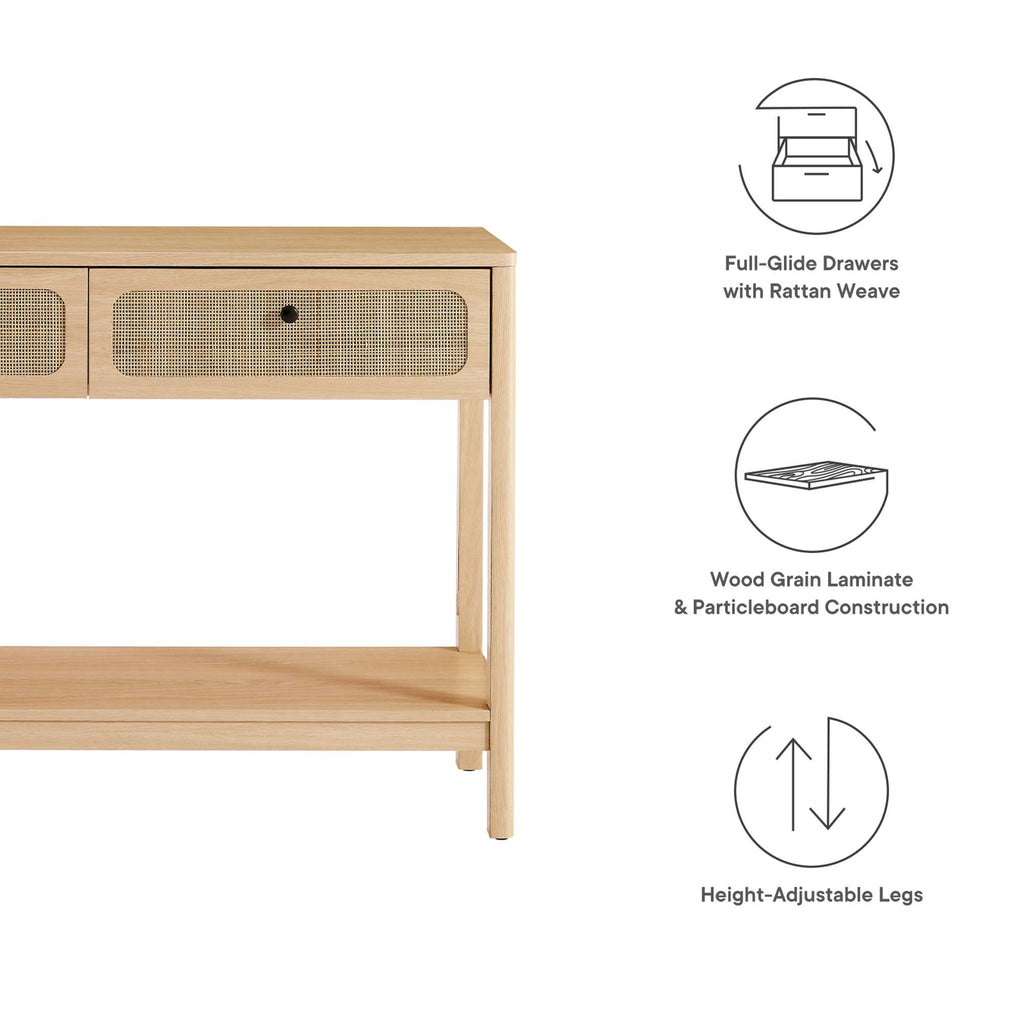 Chaucer Wood Entryway Console Table - Oak