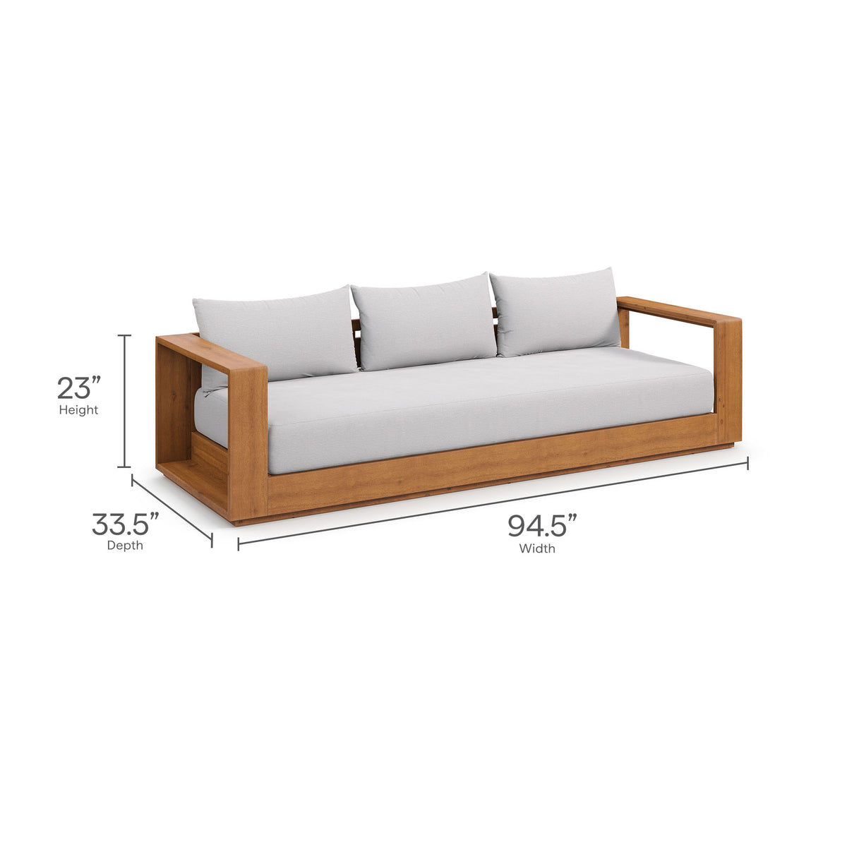 Tahoe 2-Piece Outdoor Patio Acacia Wood Sofa and Coffee Table Set - Natural Light Gray