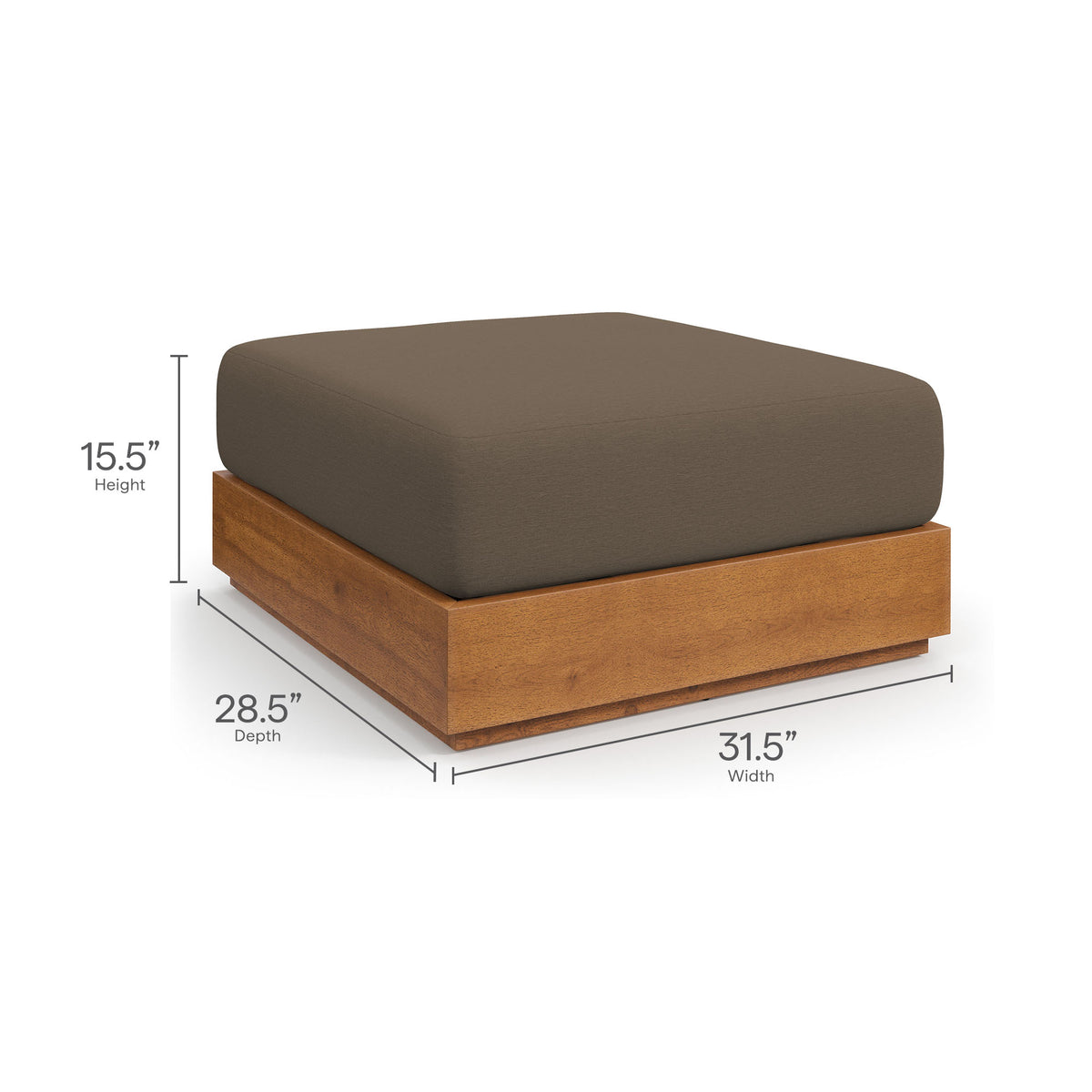 Tahoe 2-Piece Outdoor Patio Acacia Wood Armchair and Ottoman Set - Natural Cocoa