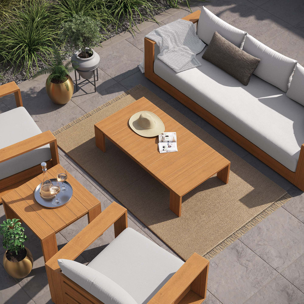 Tahoe 5-Piece Outdoor Patio Acacia Wood Furniture Set - Natural Light Gray