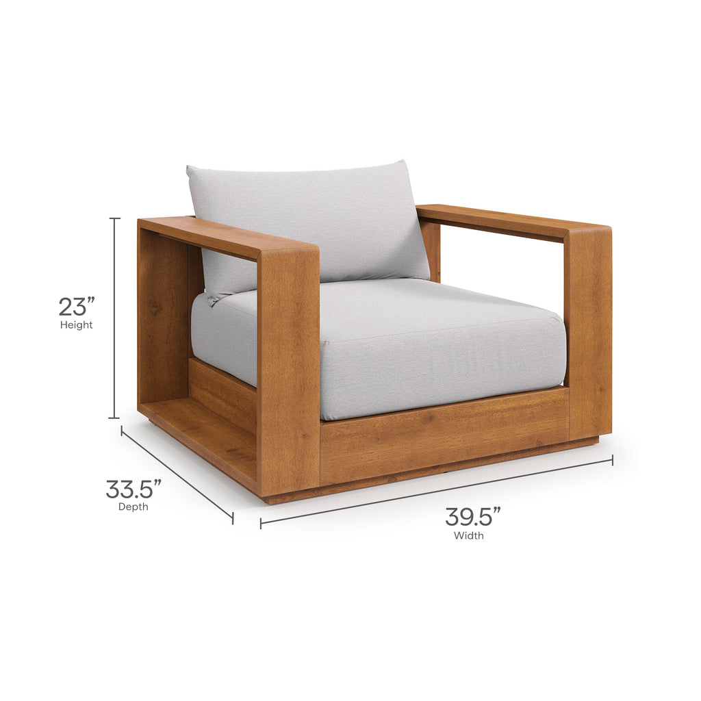 Tahoe 5-Piece Outdoor Patio Acacia Wood Furniture Set - Natural Light Gray