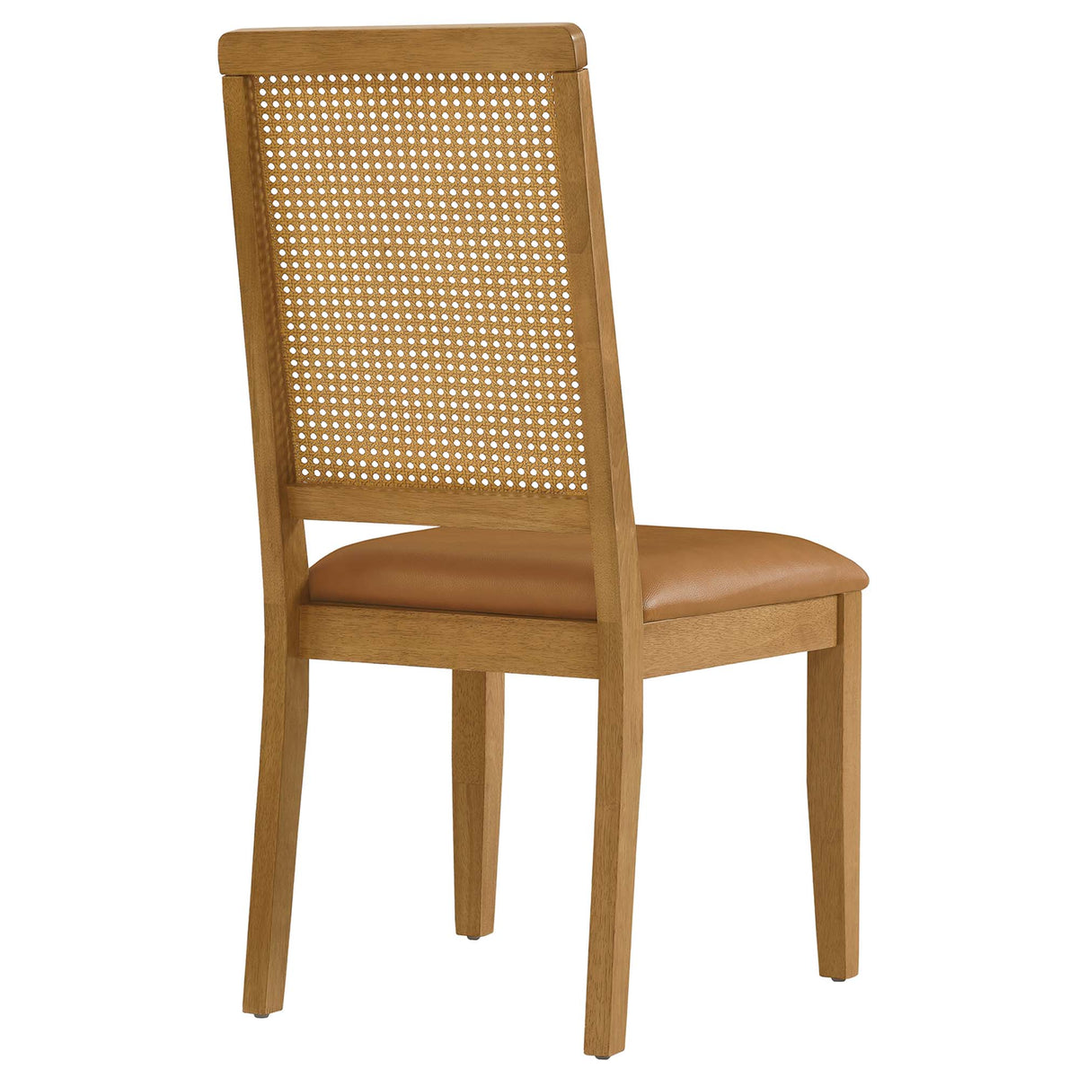 Arlo Vegan Leather Upholstered Faux Rattan and Wood Dining Side Chairs Set of 2 - Natural Natural Tan