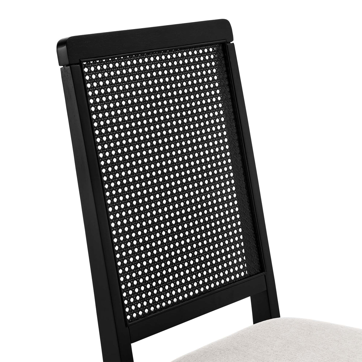 Arlo Faux Rattan and Wood Dining Side Chairs Set of 2 - Black Black Heathered Weave Ivory