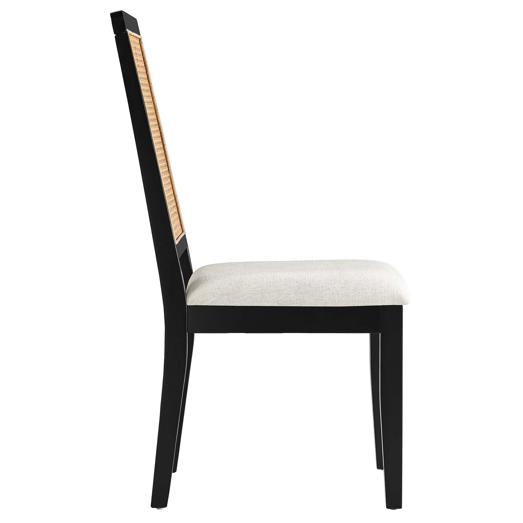 Arlo Faux Rattan and Wood Dining Side Chairs Set of 2 - Black Natural Heathered Weave Ivory