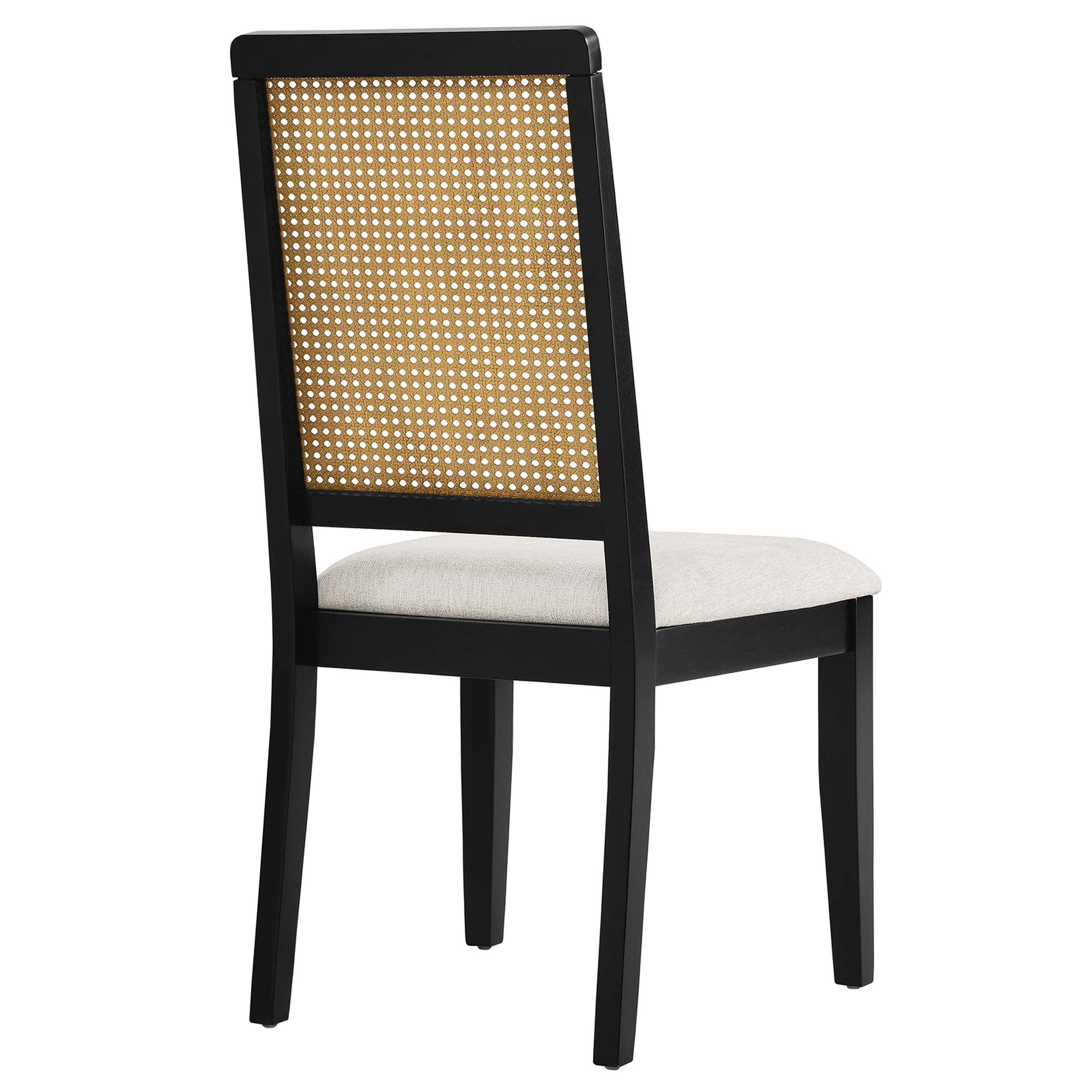 Arlo Faux Rattan and Wood Dining Side Chairs Set of 2 - Black Natural Heathered Weave Ivory