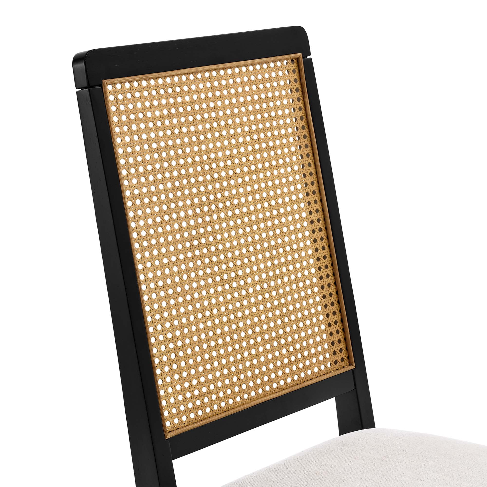 Arlo Faux Rattan and Wood Dining Side Chairs Set of 2 - Black Natural Heathered Weave Ivory