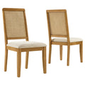 Arlo Faux Rattan and Wood Dining Side Chairs Set of 2 - Natural Natural Heathered Weave Light Beige