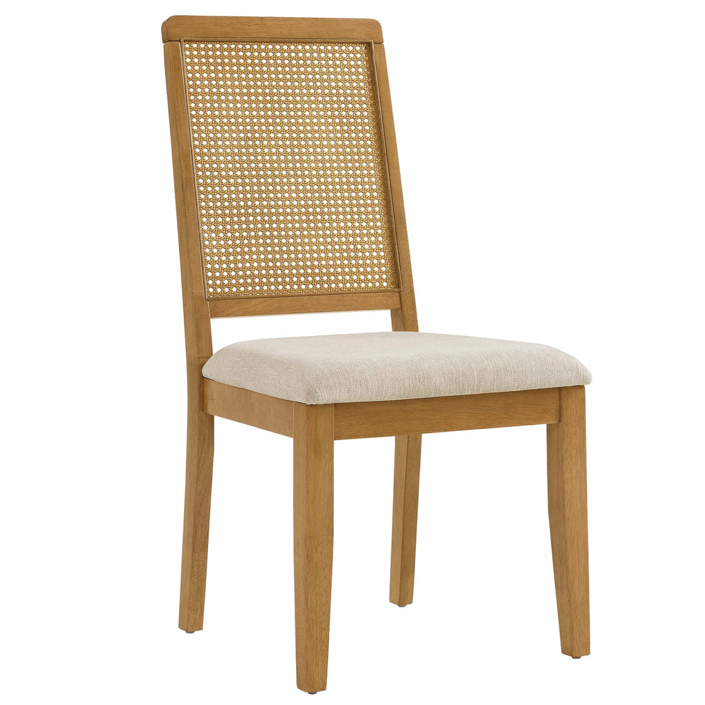 Arlo Faux Rattan and Wood Dining Side Chairs Set of 2 - Natural Natural Heathered Weave Light Beige