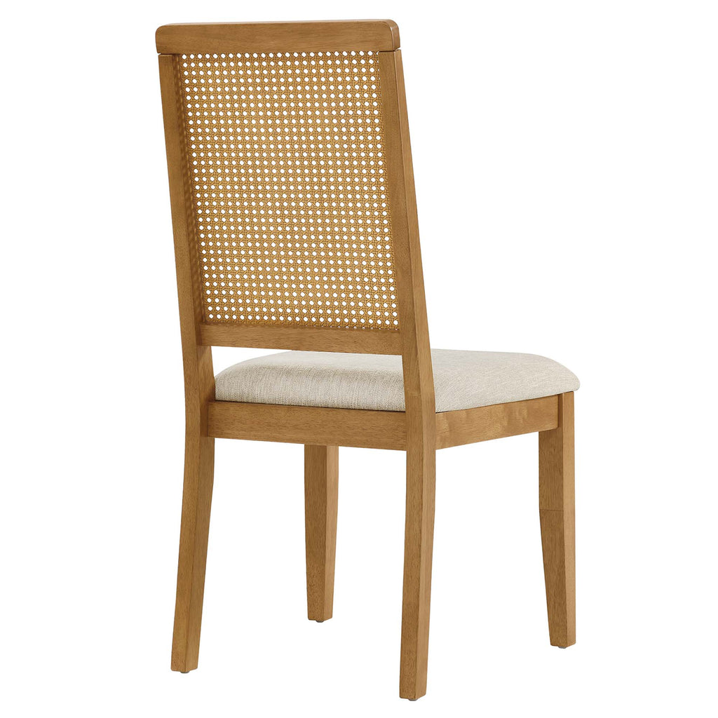 Arlo Faux Rattan and Wood Dining Side Chairs Set of 2 - Natural Natural Heathered Weave Light Beige