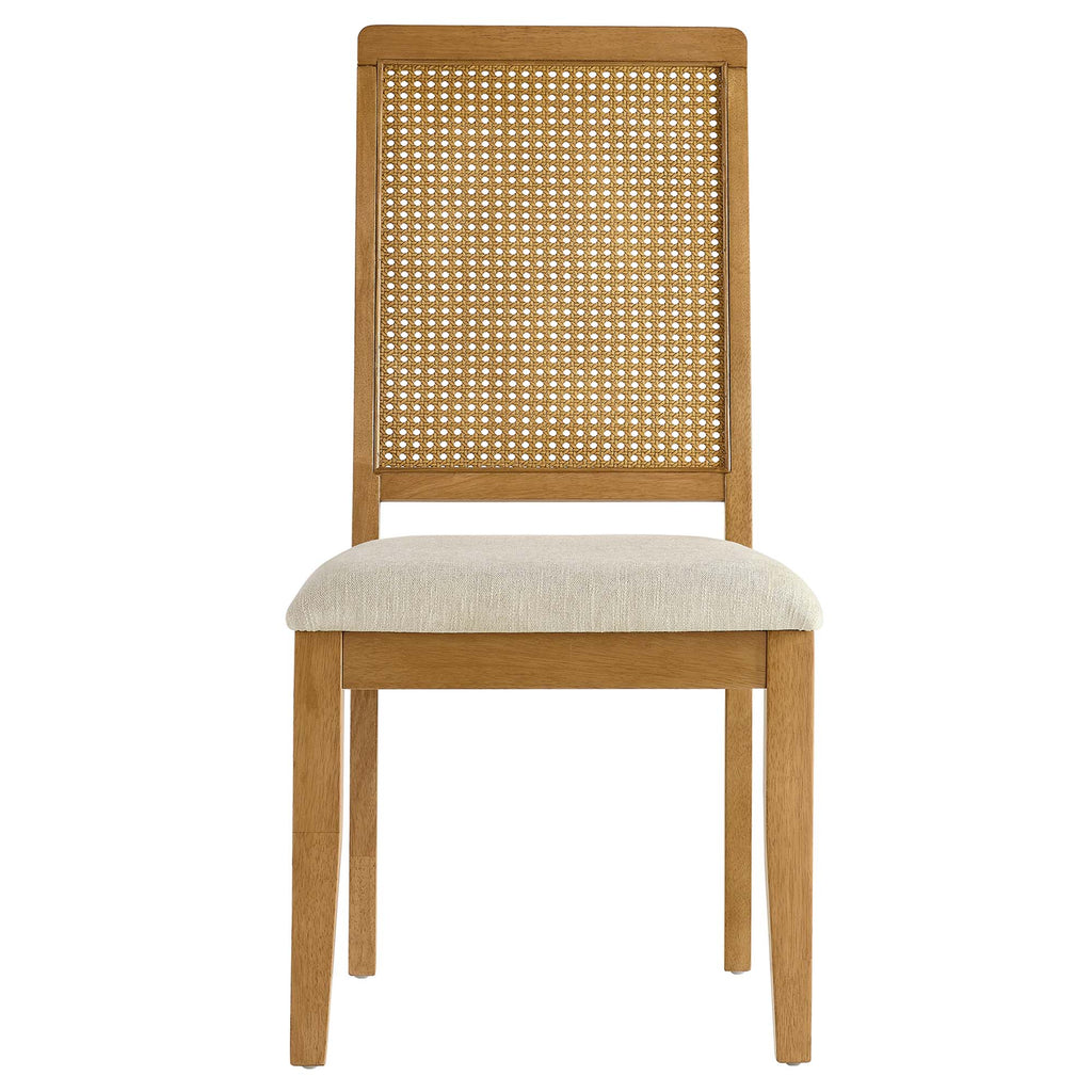 Arlo Faux Rattan and Wood Dining Side Chairs Set of 2 - Natural Natural Heathered Weave Light Beige