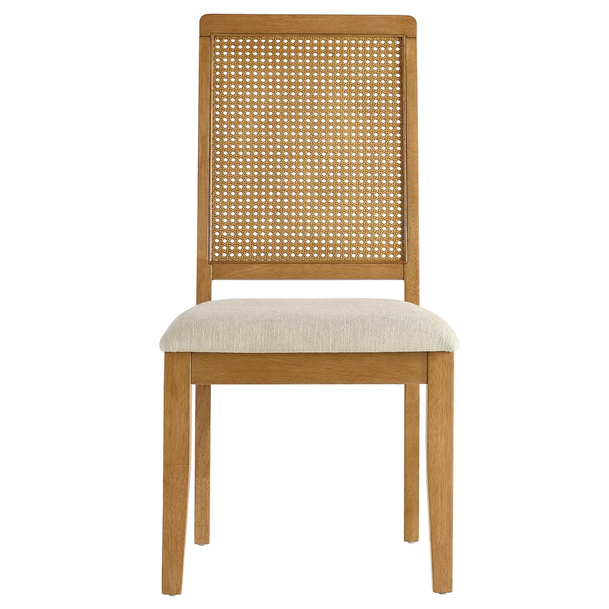 Arlo Faux Rattan and Wood Dining Side Chairs Set of 2 - Natural Natural Heathered Weave Light Beige