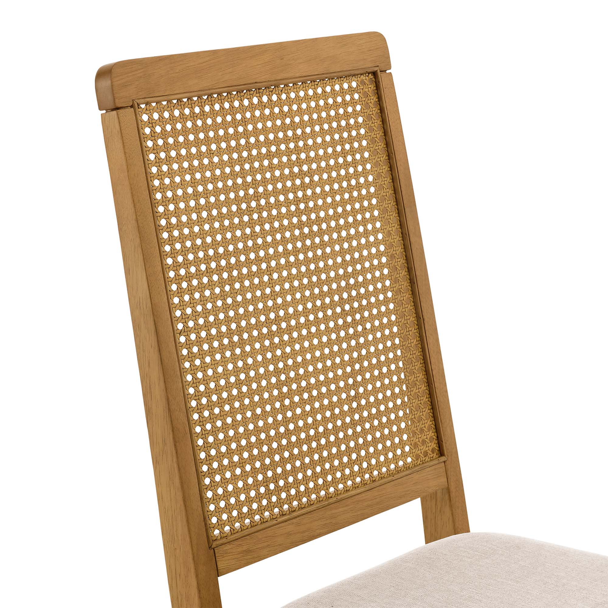 Arlo Faux Rattan and Wood Dining Side Chairs Set of 2 - Natural Natural Heathered Weave Light Beige