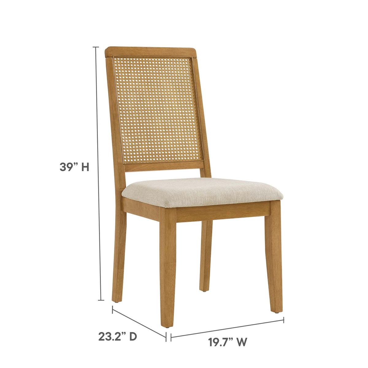 Arlo Faux Rattan and Wood Dining Side Chairs Set of 2 - Natural Natural Heathered Weave Light Beige
