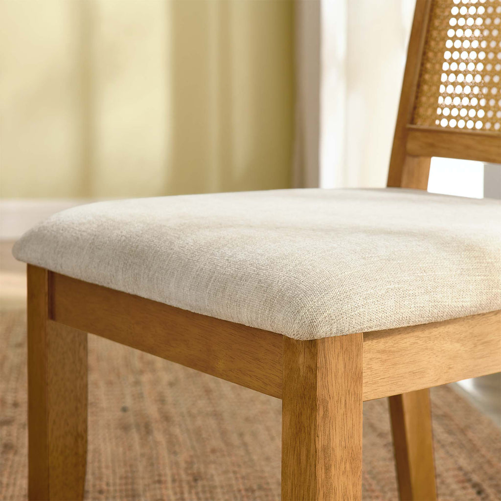 Arlo Faux Rattan and Wood Dining Side Chairs Set of 2 - Natural Natural Heathered Weave Light Beige