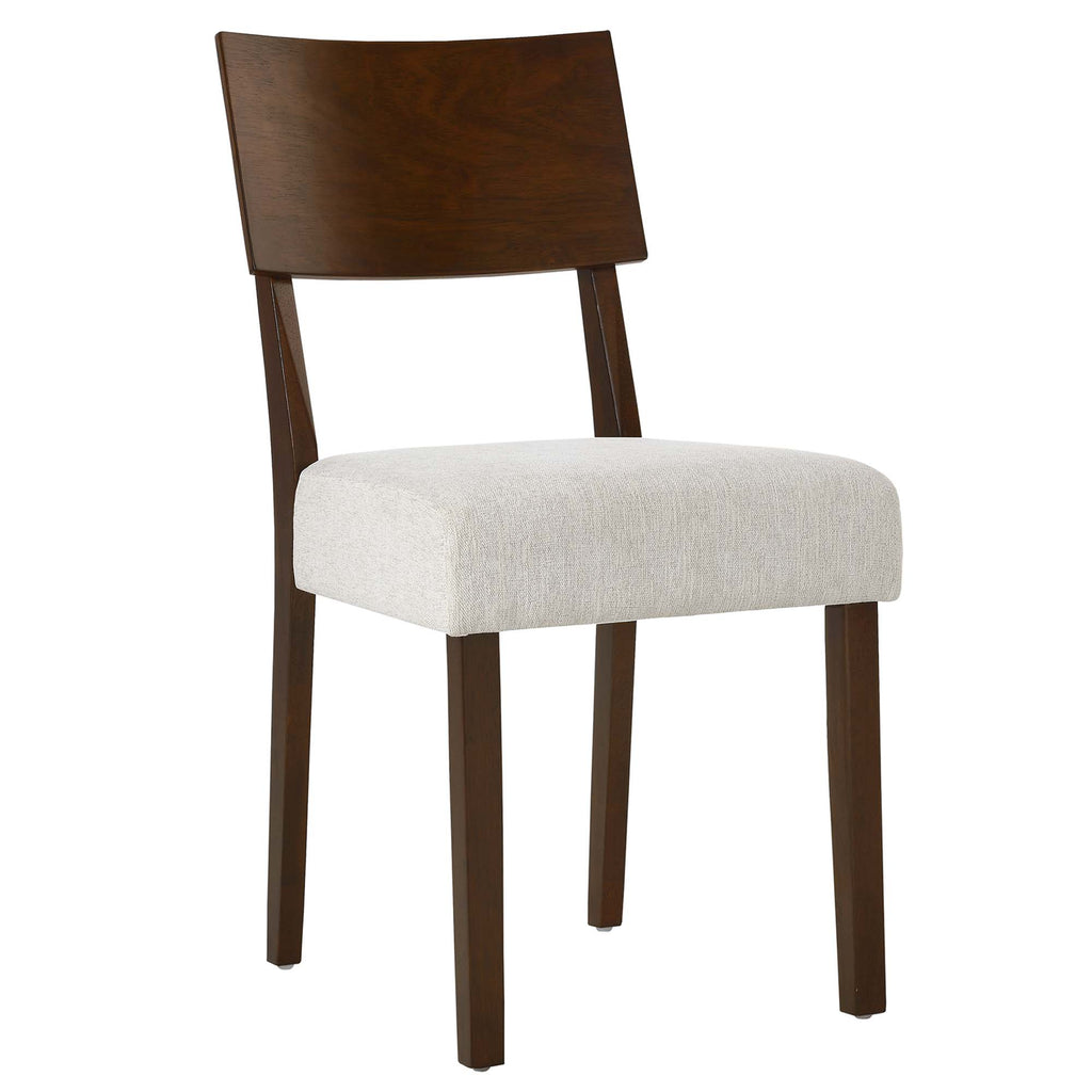 Pax Wood Dining Side Chairs Set of 2 - Walnut Heathered Weave Ivory