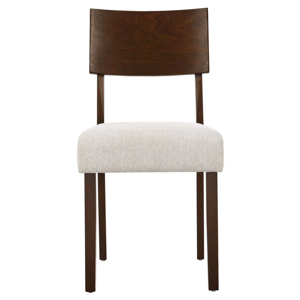 Pax Wood Dining Side Chairs Set of 2 - Walnut Heathered Weave Ivory