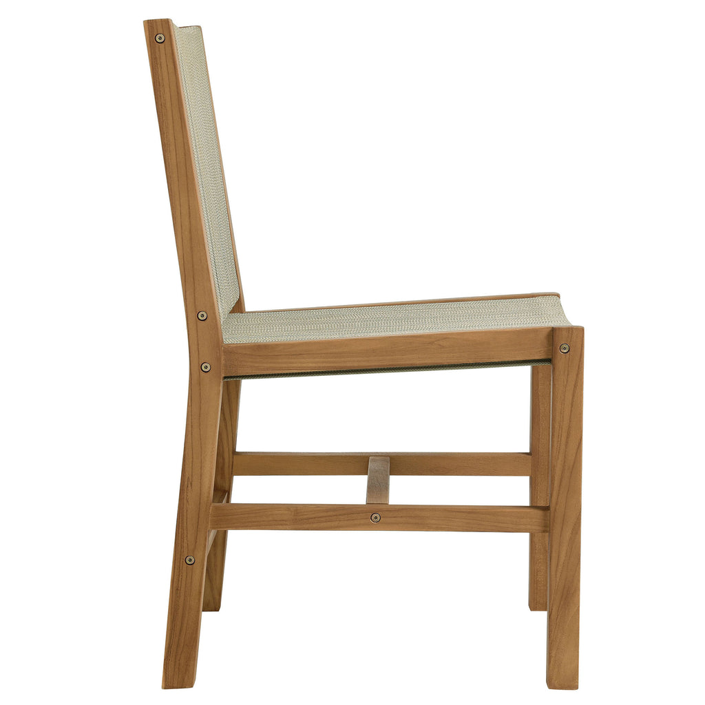Vienna 7-Piece Outdoor Patio Teak and Rope Dining Set with Armless Chairs - Natural Natural