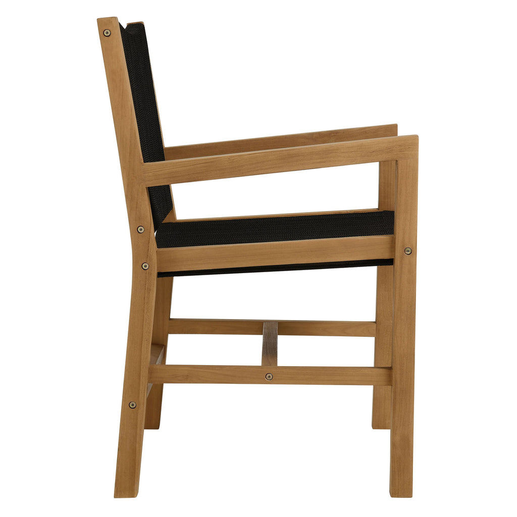 Vienna 7-Piece Outdoor Patio Teak and Rope Dining Set - Natural Black