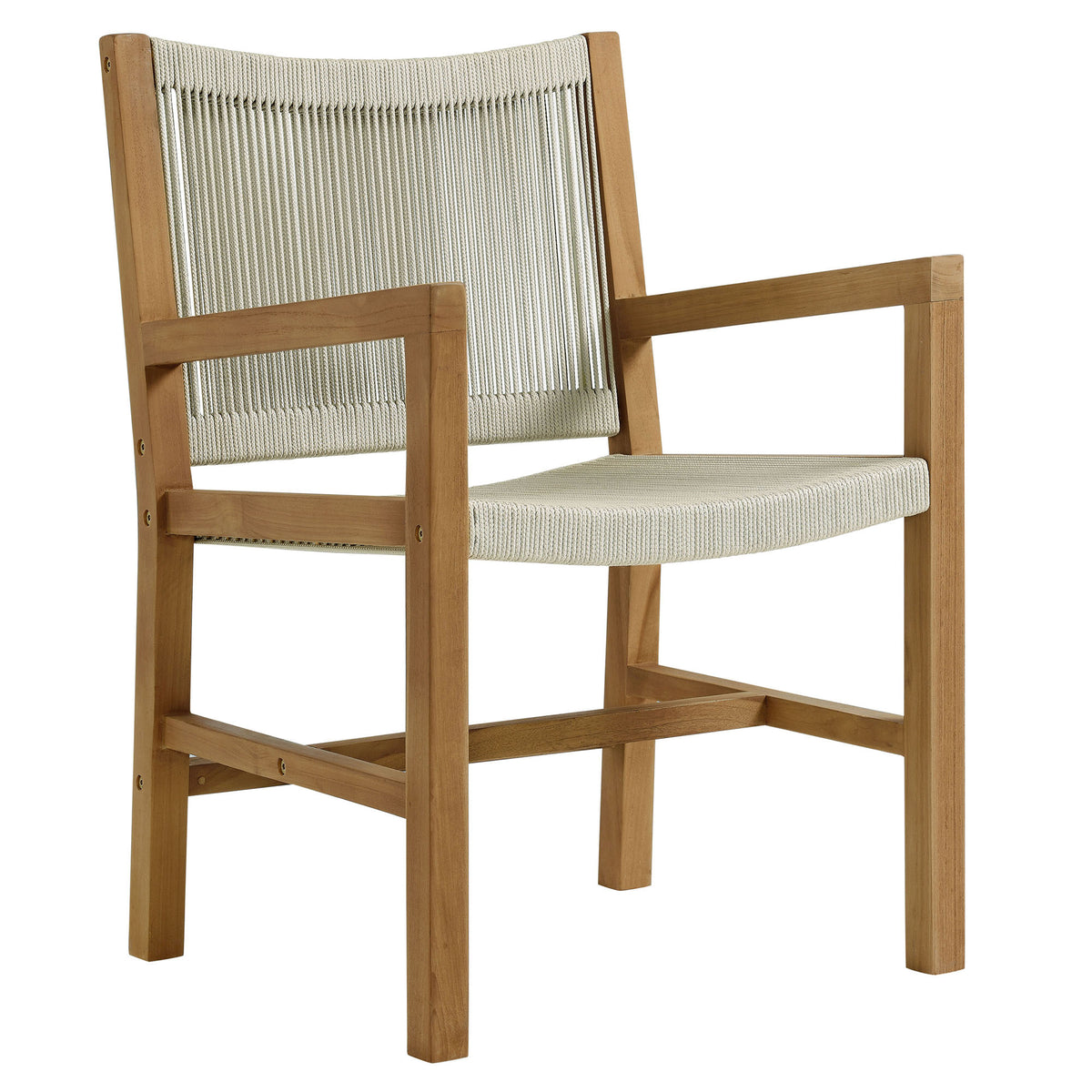 Vienna Outdoor Patio Teak and Rope Dining Armchairs Set of 2 - Natural Natural