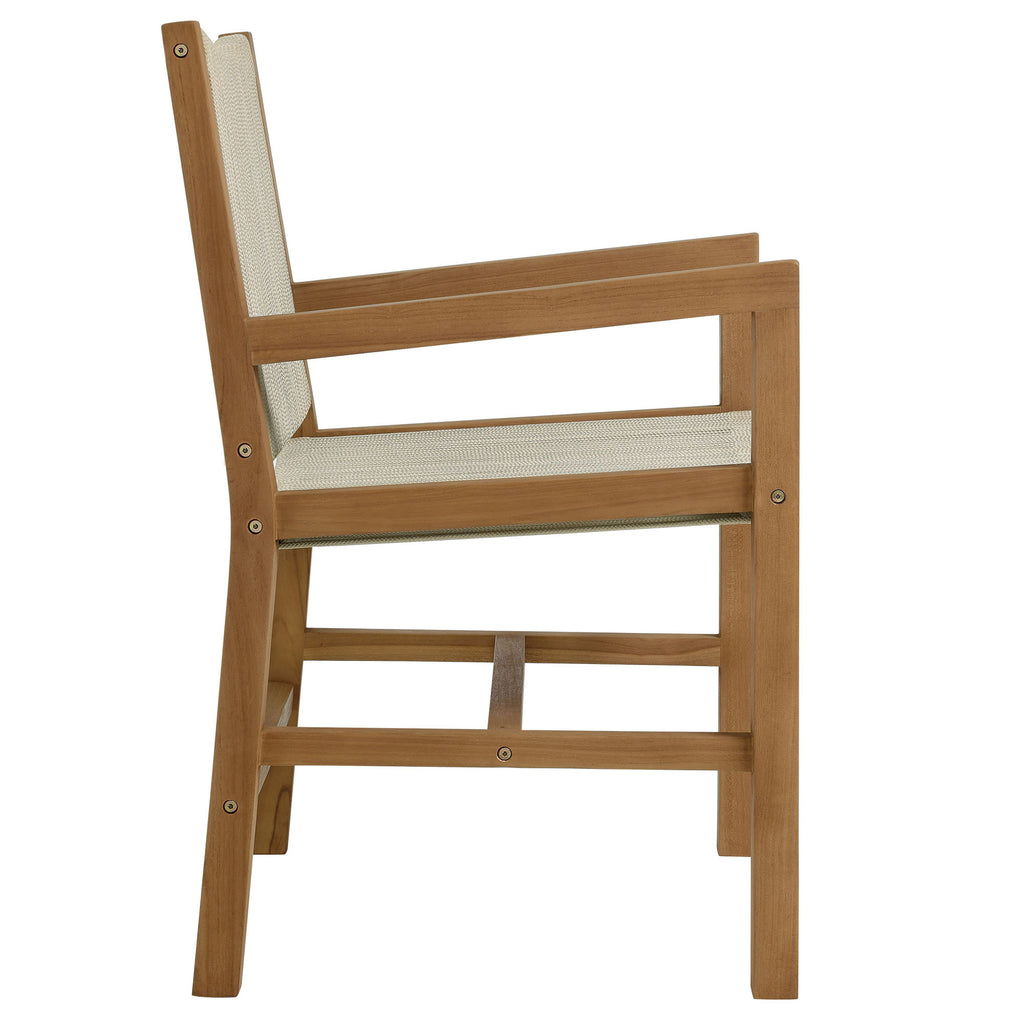 Vienna Outdoor Patio Teak and Rope Dining Armchairs Set of 2 - Natural Natural