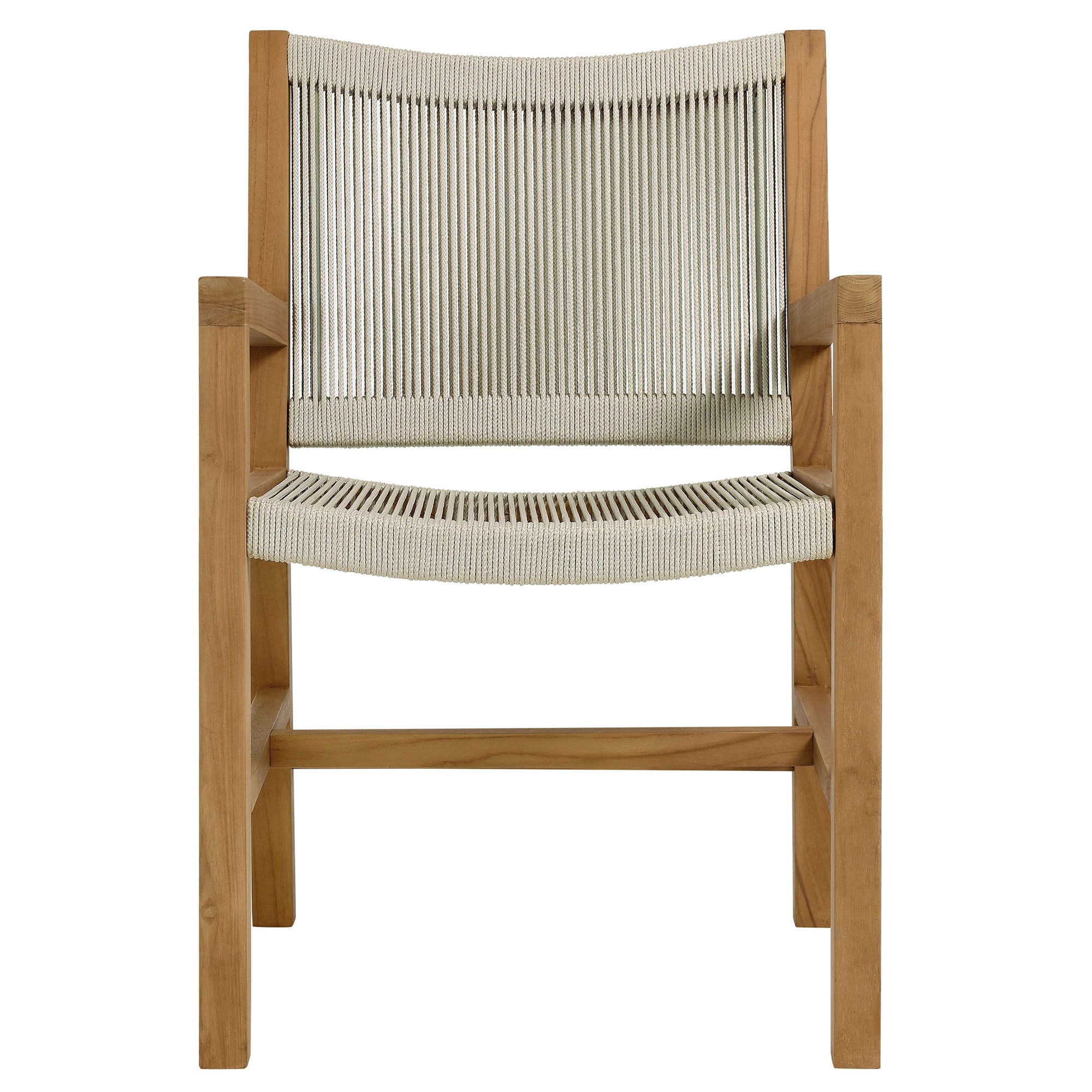 Vienna 3-Piece Outdoor Patio Teak and Rope Armchairs with Folding Side Table - Natural Natural