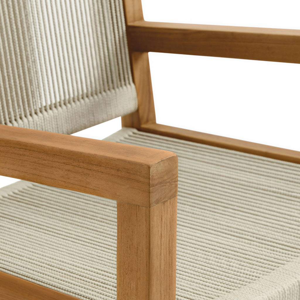 Vienna Outdoor Patio Teak and Rope Dining Armchairs Set of 2 - Natural Natural