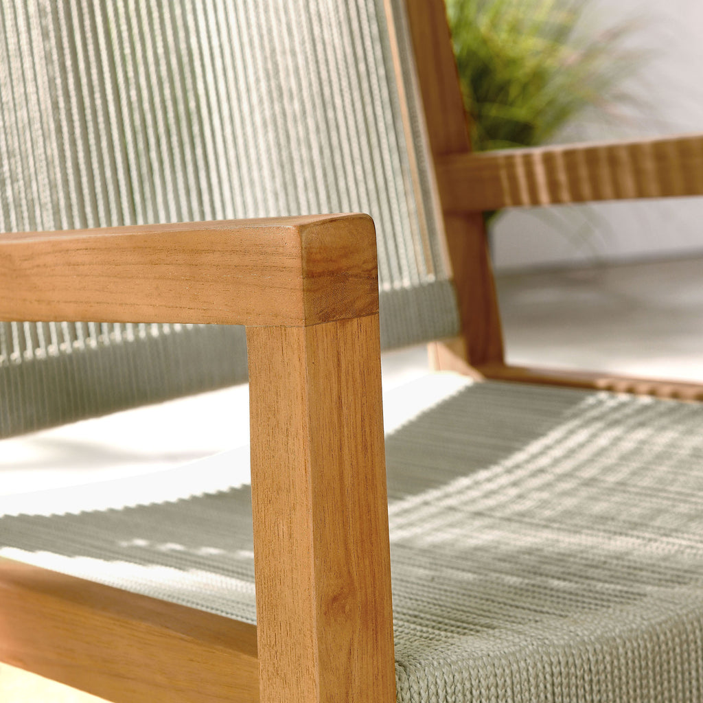 Vienna Outdoor Patio Teak and Rope Dining Armchairs Set of 2 - Natural Natural