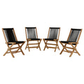 Vienna Outdoor Patio Teak and Rope Folding Chairs Set of 4 - Natural Black