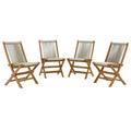 Vienna Outdoor Patio Teak and Rope Folding Chairs Set of 4 - Natural Natural