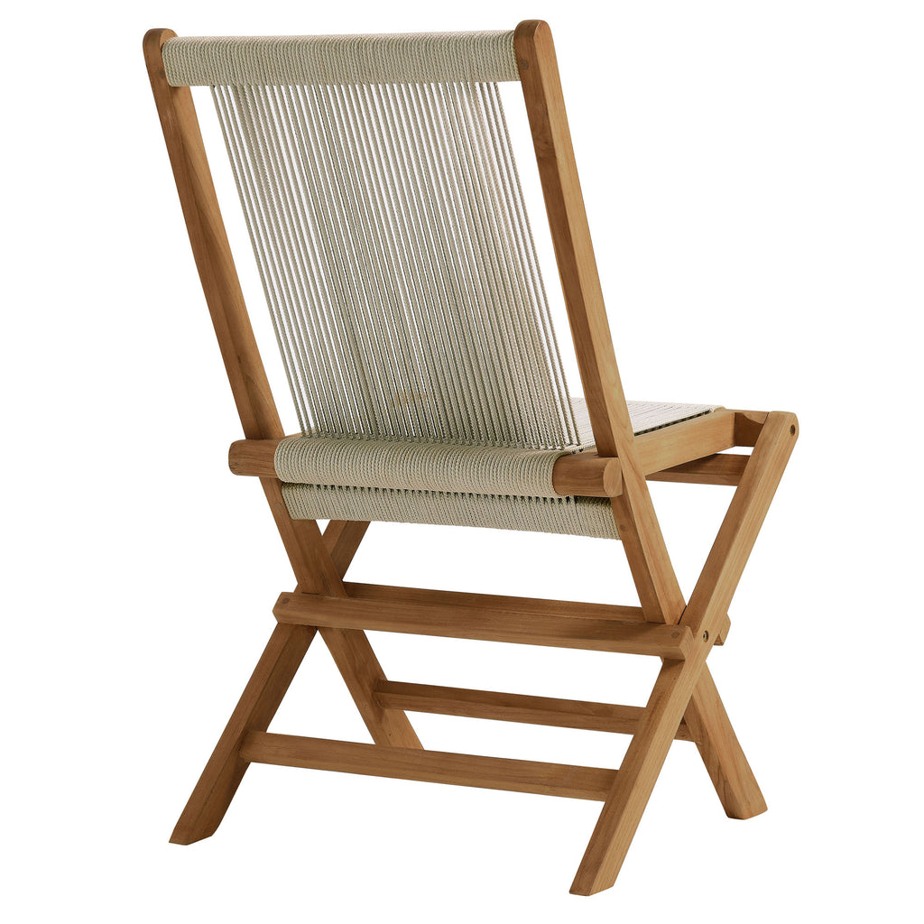 Vienna Outdoor Patio Teak and Rope Folding Chairs Set of 4 - Natural Natural