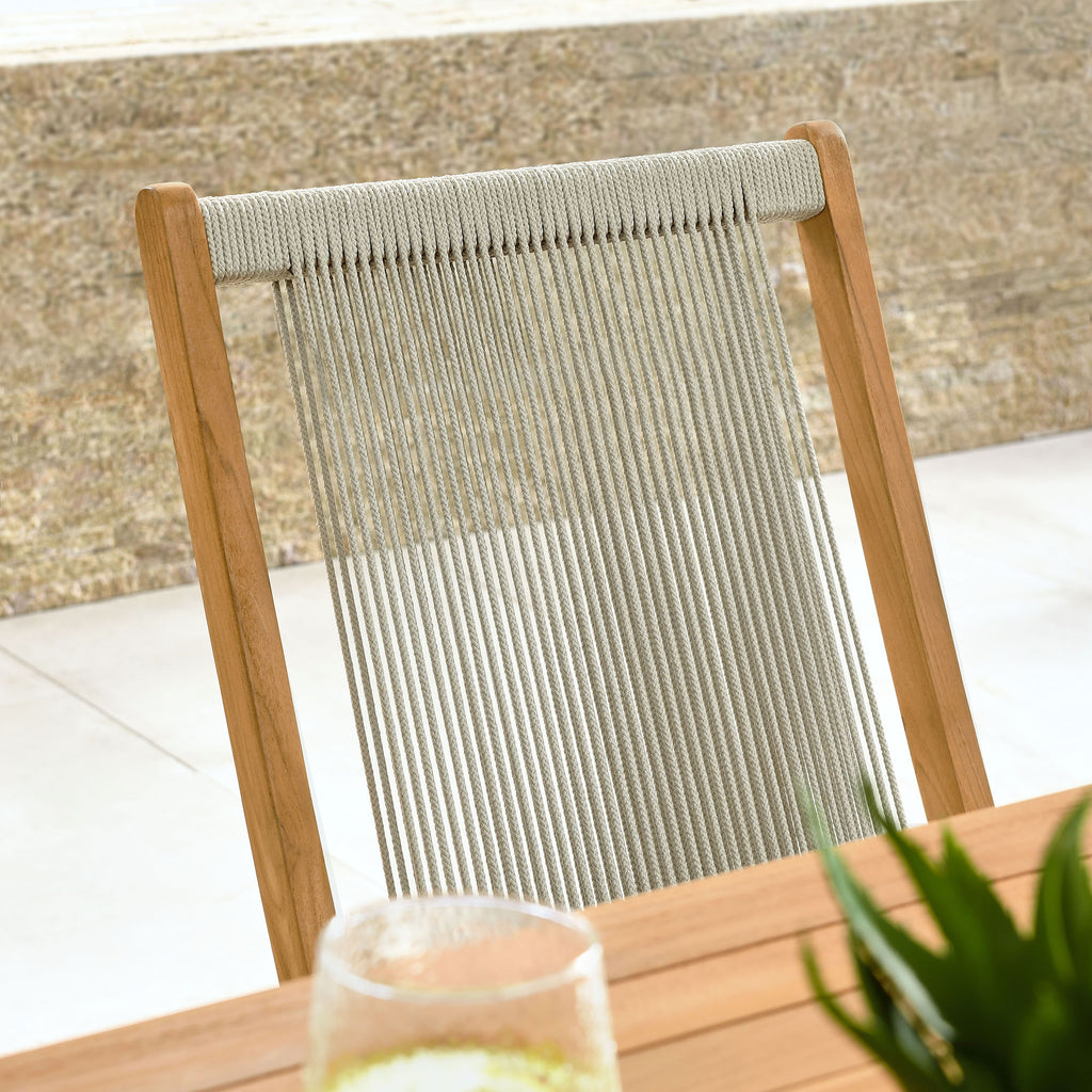 Vienna Outdoor Patio Teak and Rope Folding Chairs Set of 4 - Natural Natural
