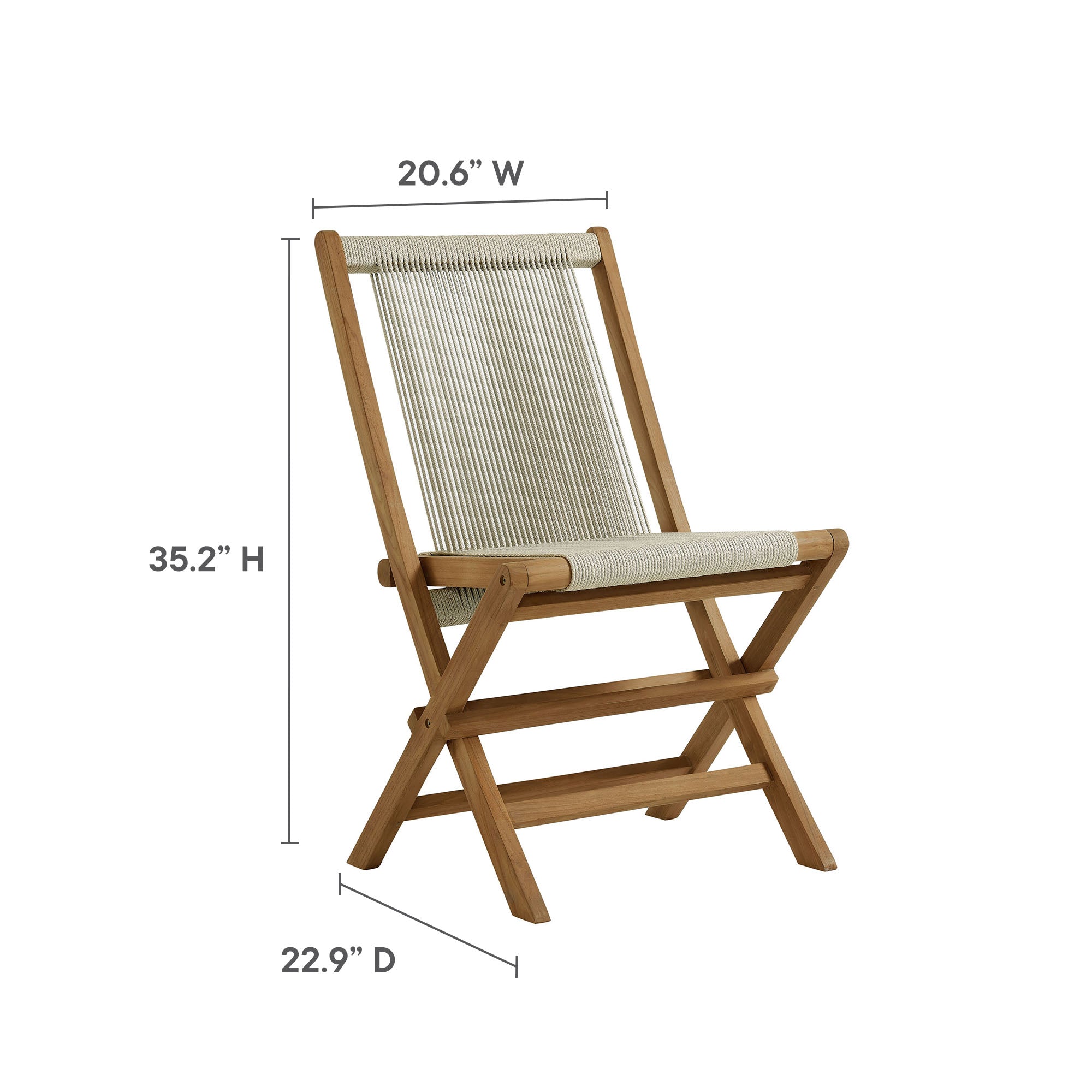 Vienna Outdoor Patio Teak and Rope Folding Chairs Set of 4 - Natural Natural