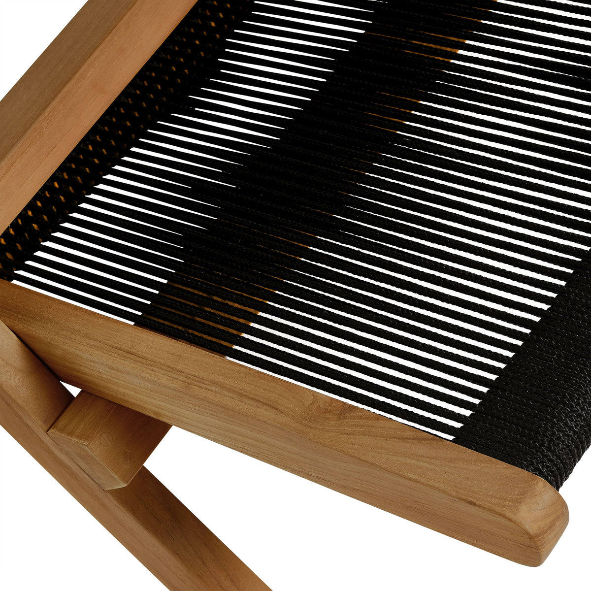 Vienna Outdoor Patio Teak and Rope Folding Accent Lounge Chair - Natural Black