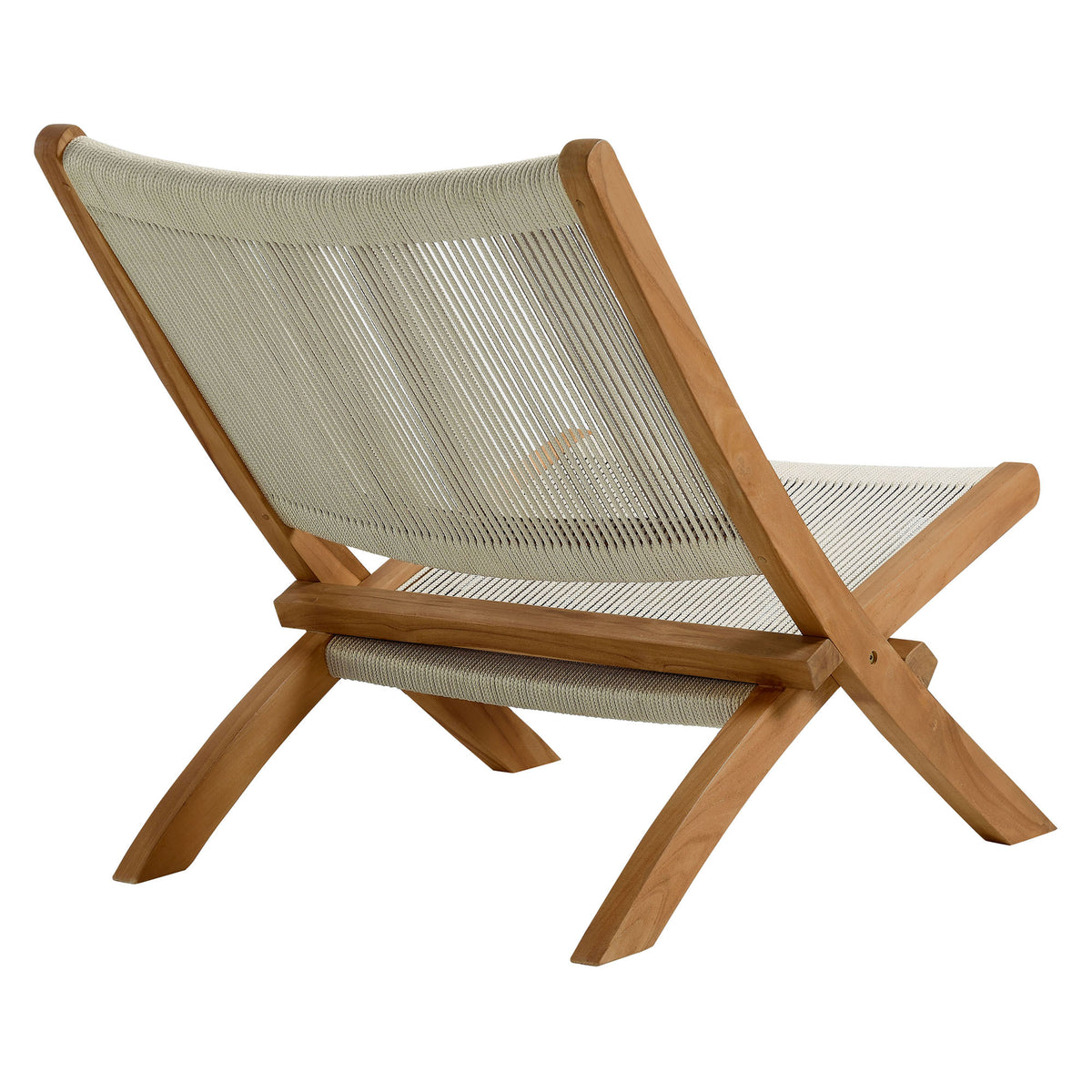 Vienna Outdoor Patio Teak and Rope Folding Accent Lounge Chair - Natural Natural