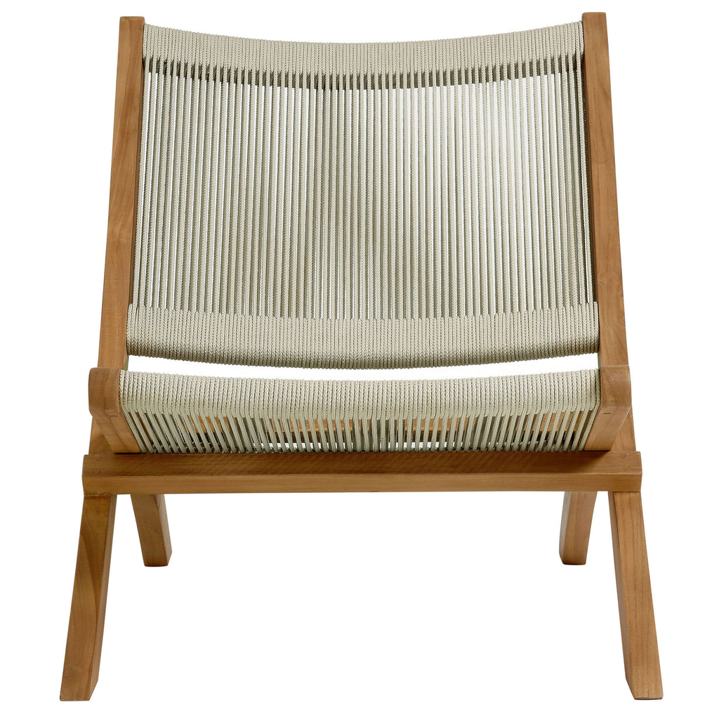 Vienna Outdoor Patio Teak and Rope Folding Accent Lounge Chair - Natural Natural