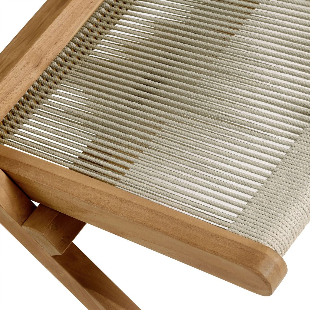 Vienna Outdoor Patio Teak and Rope Folding Accent Lounge Chair - Natural Natural