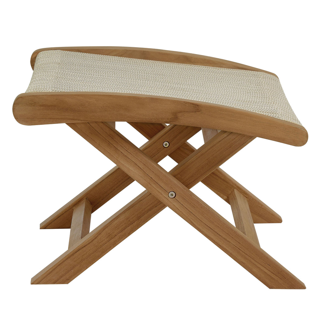 Vienna Outdoor Patio Teak and Rope Folding Ottoman - Natural Natural
